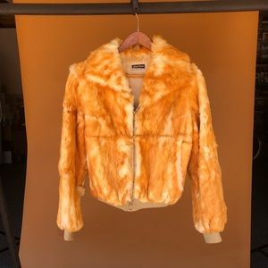 Vintage 70’s Copper orange fur bomber jacket